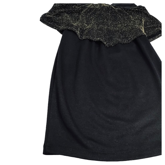 WET SEAL - Metallic Sparkle T-Bar Mini Dress Size S - Black with Gold Metallic - Picture 5 of 14